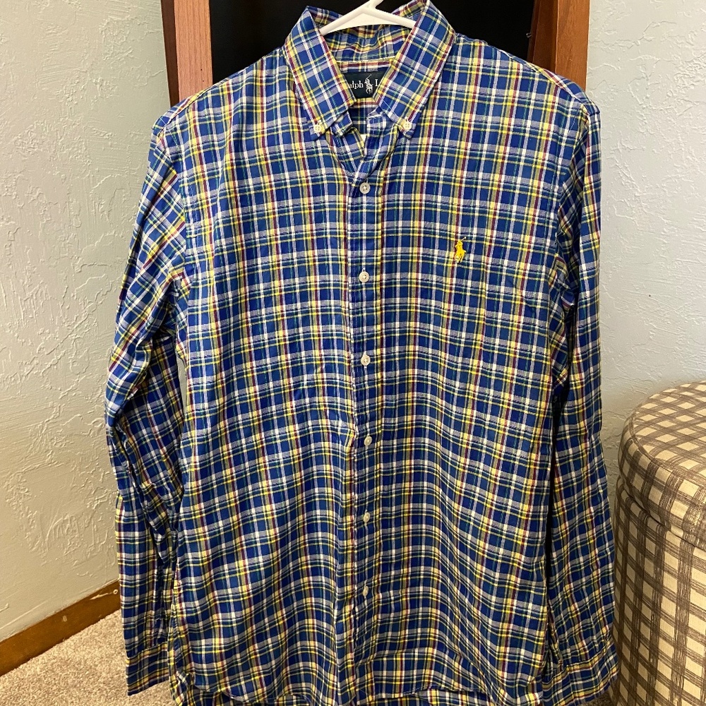 Polo Ralph Lauren Button Down Shirt - Blue with Red/Yellow Plaid